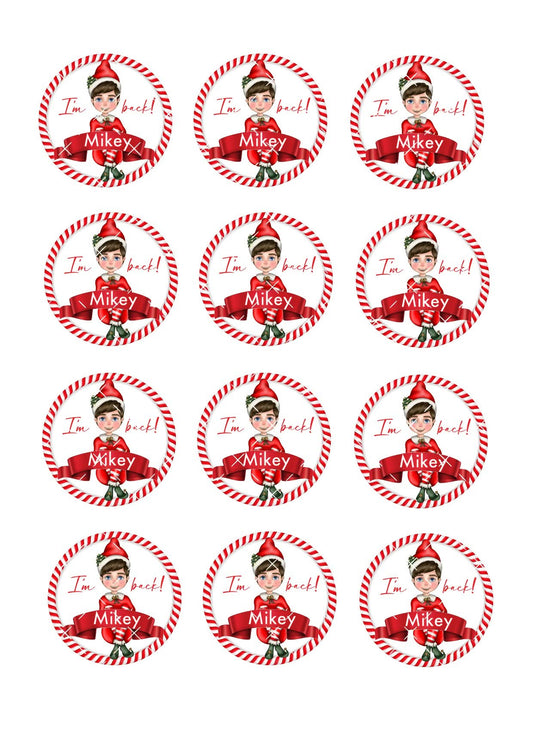 Personalised Elf Cupcake toppers #2 Icing Sheet