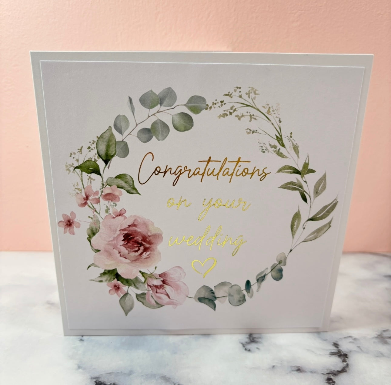 Blush Pink Wreath Foil Card
