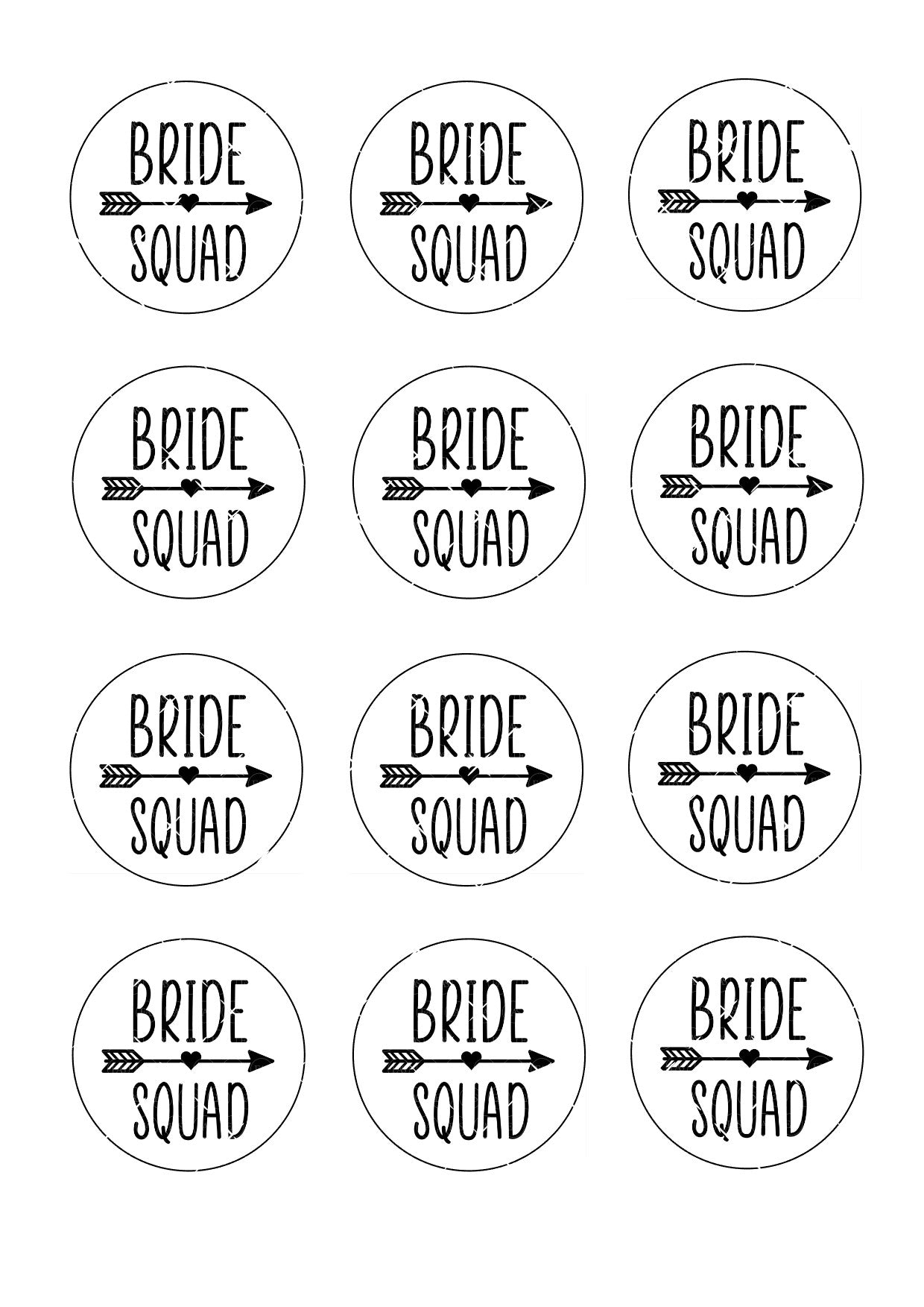 Bride Squad Icing Sheet Cupcake Toppers