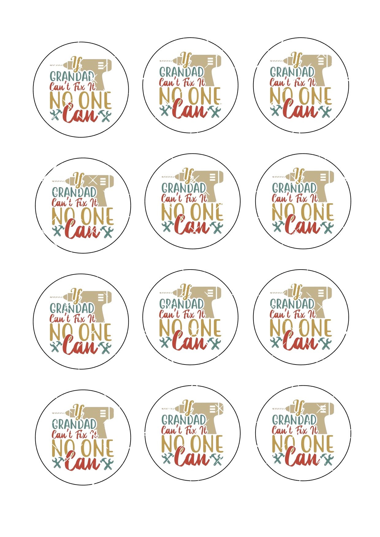 Dad/Grandad Fix It Icing Sheet Cupcake Toppers