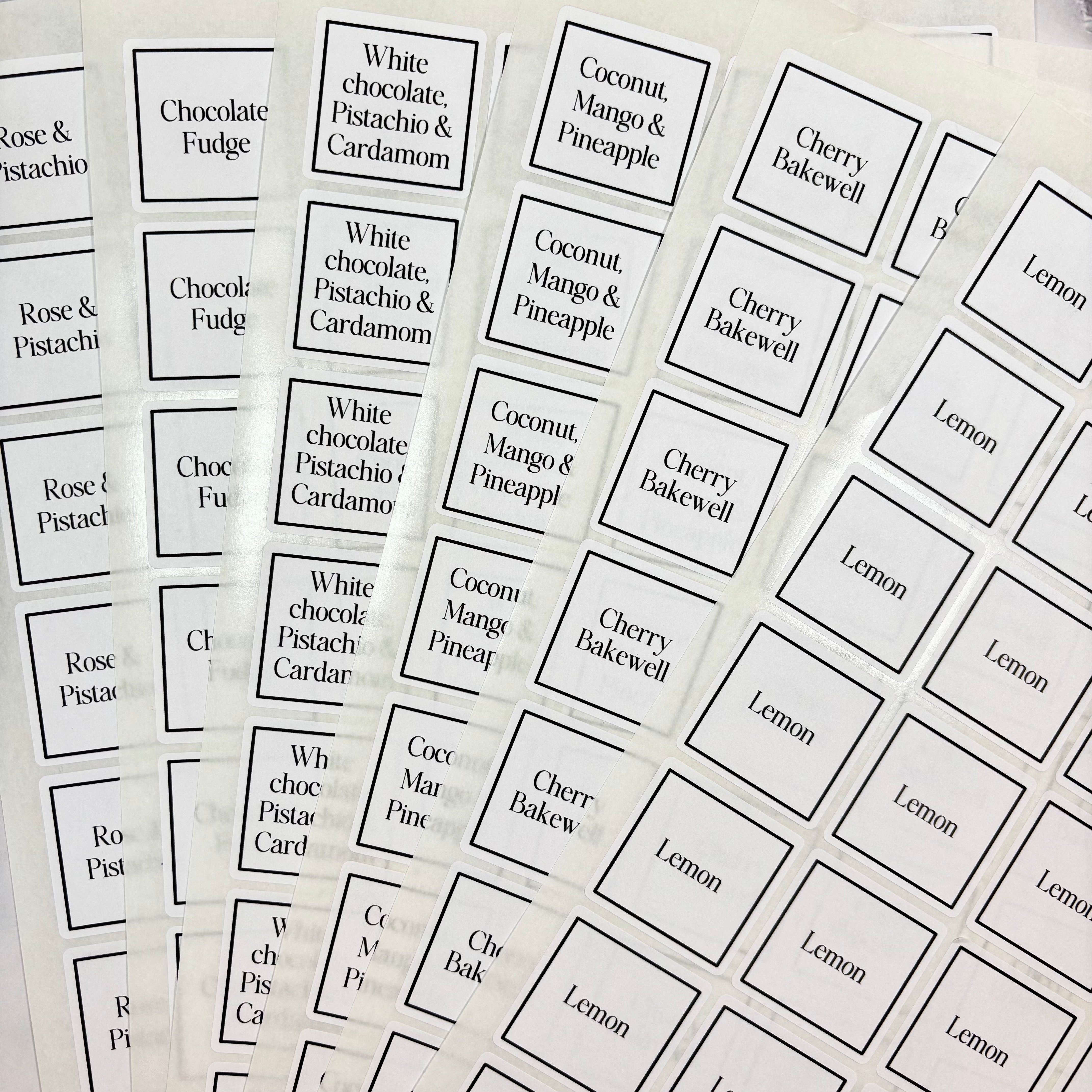 Square Flavour Stickers – Cake Toppers by Chloe