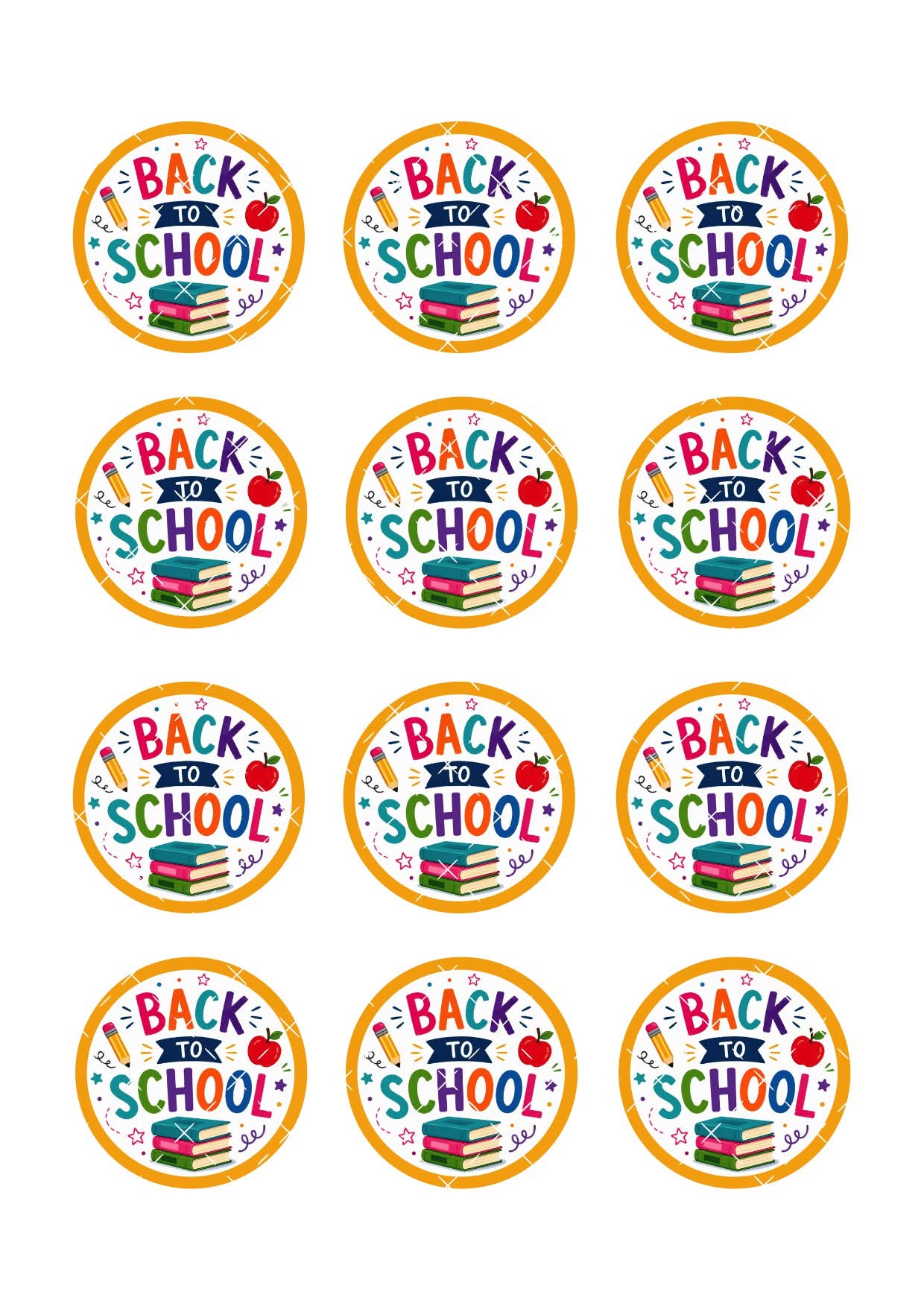 Back to School Icing Sheet Cupcake Toppers #2