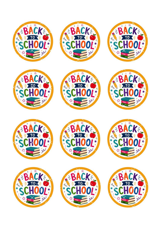 Back to School Icing Sheet Cupcake Toppers #2
