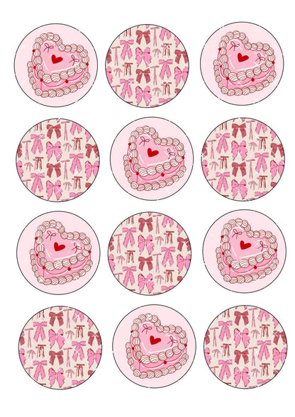 Cakes & Bows Valentines Icing Sheet Cupcake Toppers