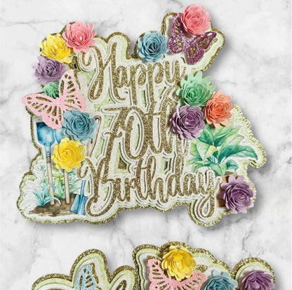 Floral Garden Cake Topper Set