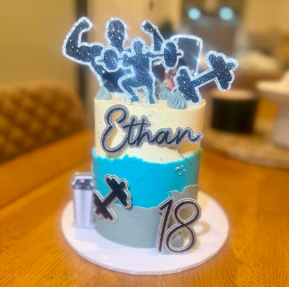 Gym Fitness Card Cake Topper Set