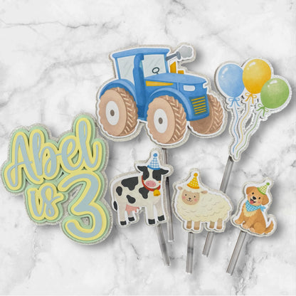 Farm Card Cake Topper Set #3