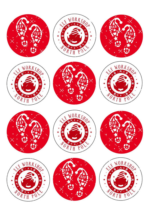Elf Workshop Cupcake Toppers Icing Sheet