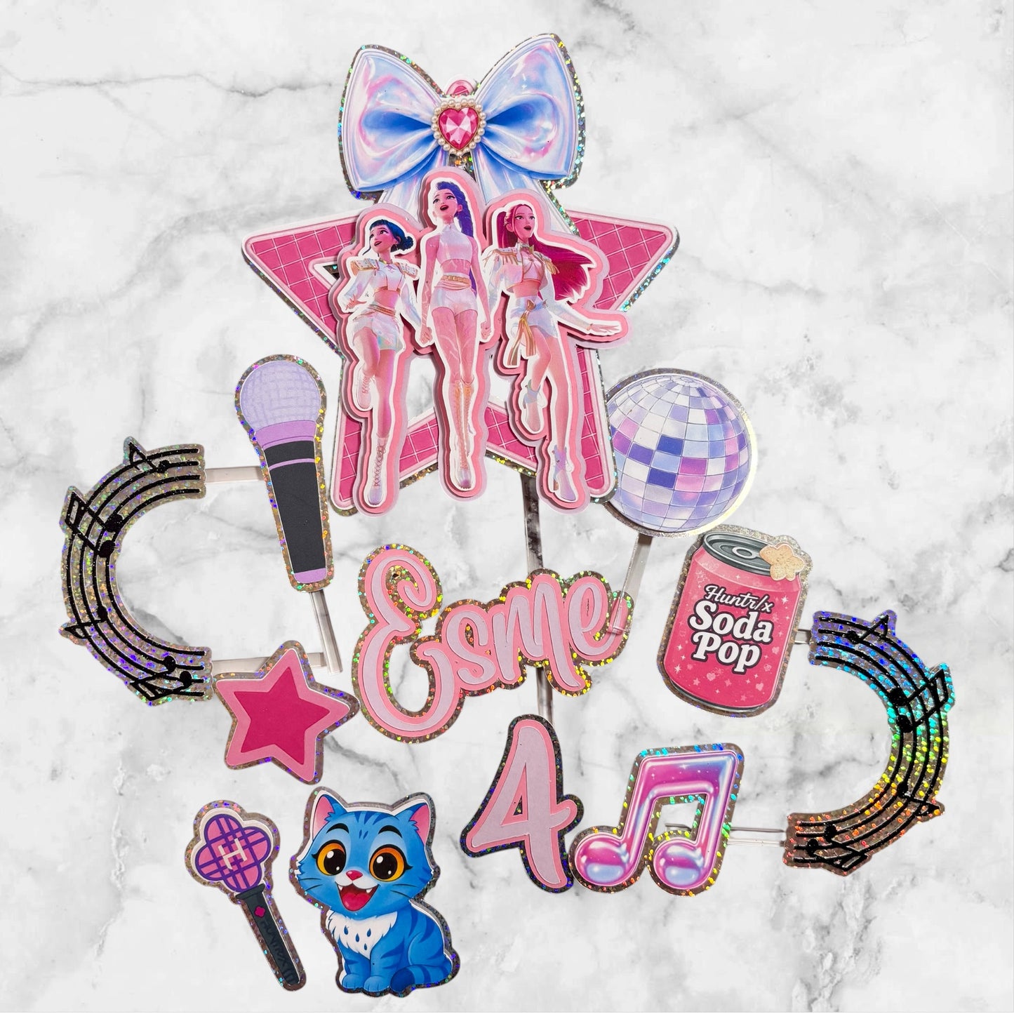 K Pop Glitter Card Topper Set #6