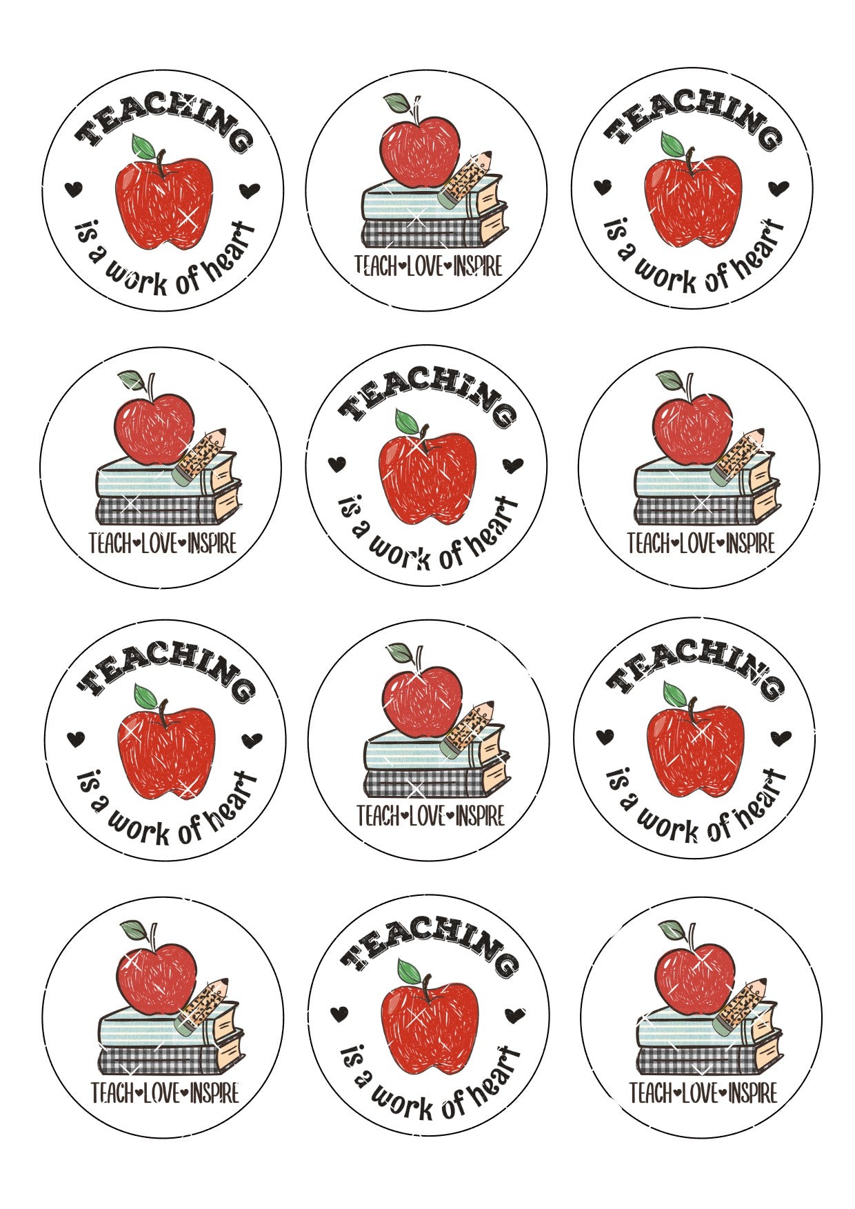 Teacher #1 Icing Sheet Cupcake Toppers