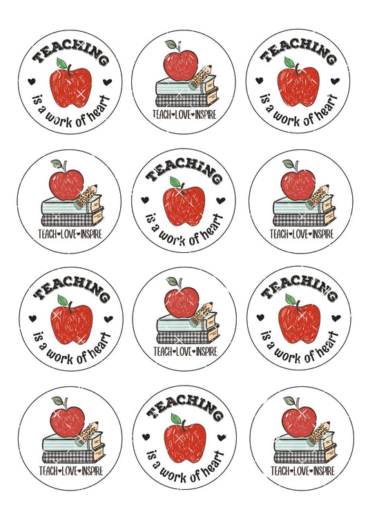 Teacher #1 Icing Sheet Cupcake Toppers