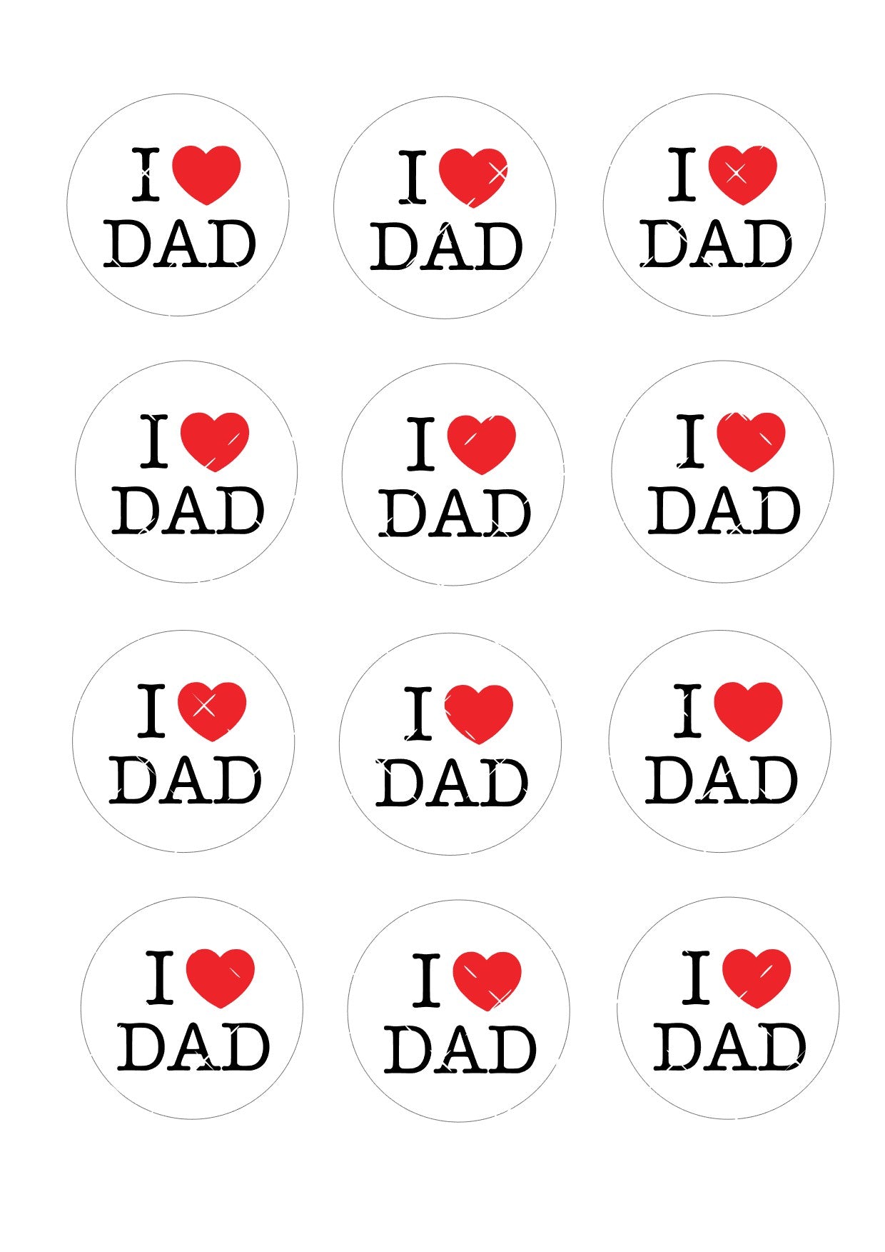 I love dad Icing Sheet Cupcake Toppers