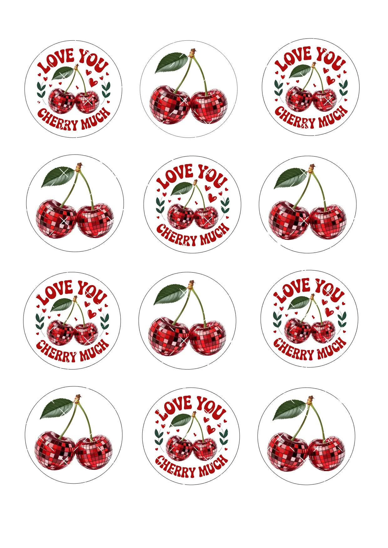 Love you cherry much Icing Sheet Cupcake Toppers
