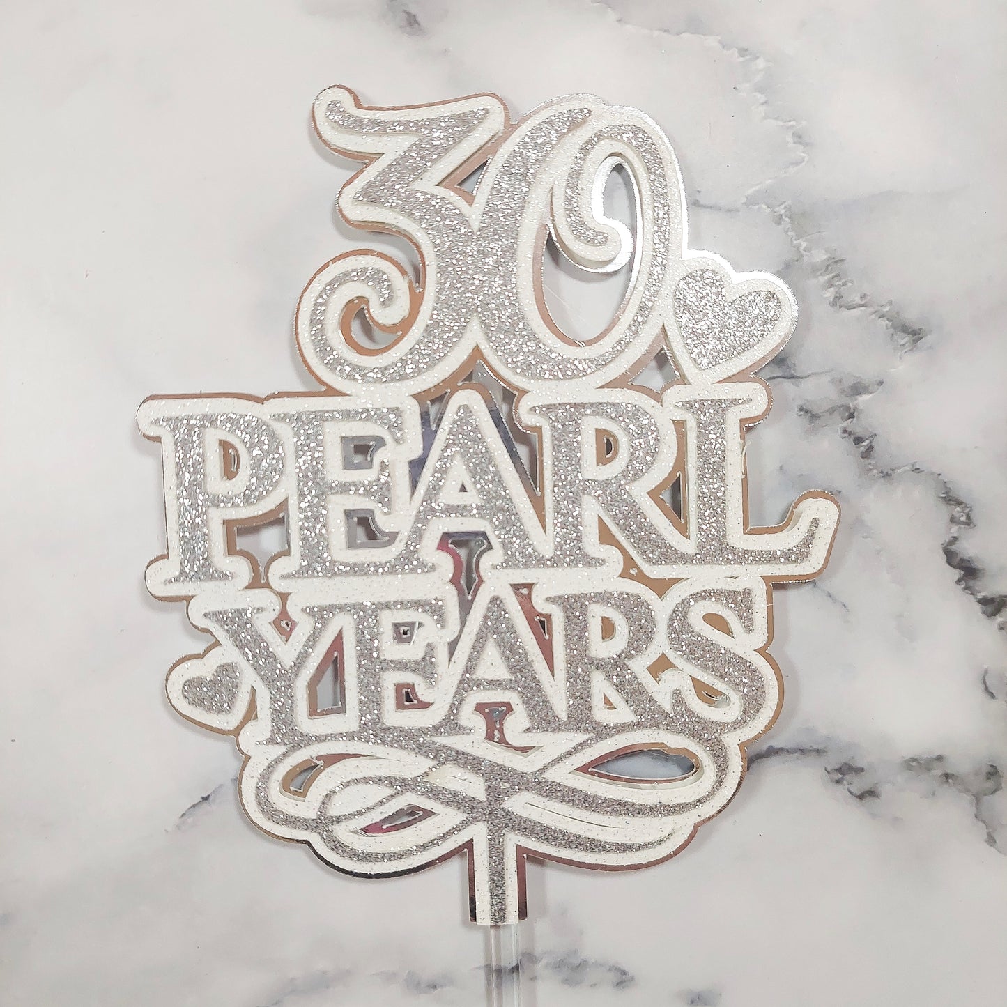 30 Pearl Years Anniversary Card Cake Topper