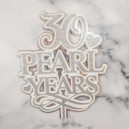 30 Pearl Years Anniversary Card Cake Topper