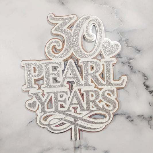 30 Pearl Years Anniversary Card Cake Topper