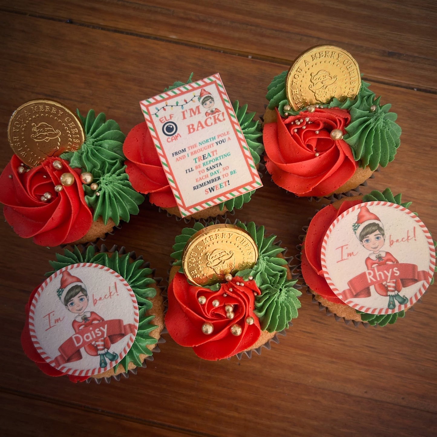 Elf Cam I'm Back Rectangle Cupcake Toppers Icing Sheet