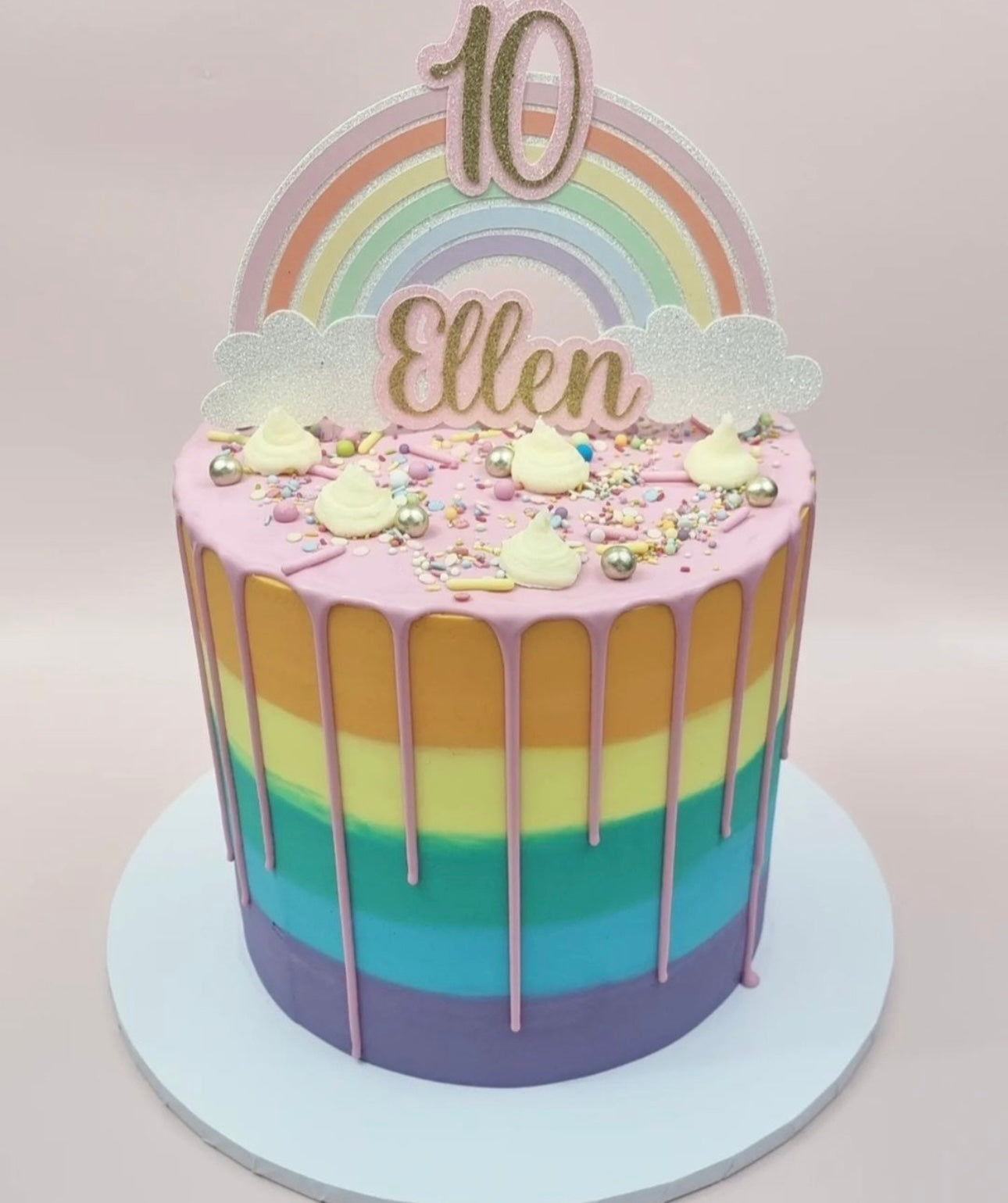 Pastel Rainbow Cake Topper