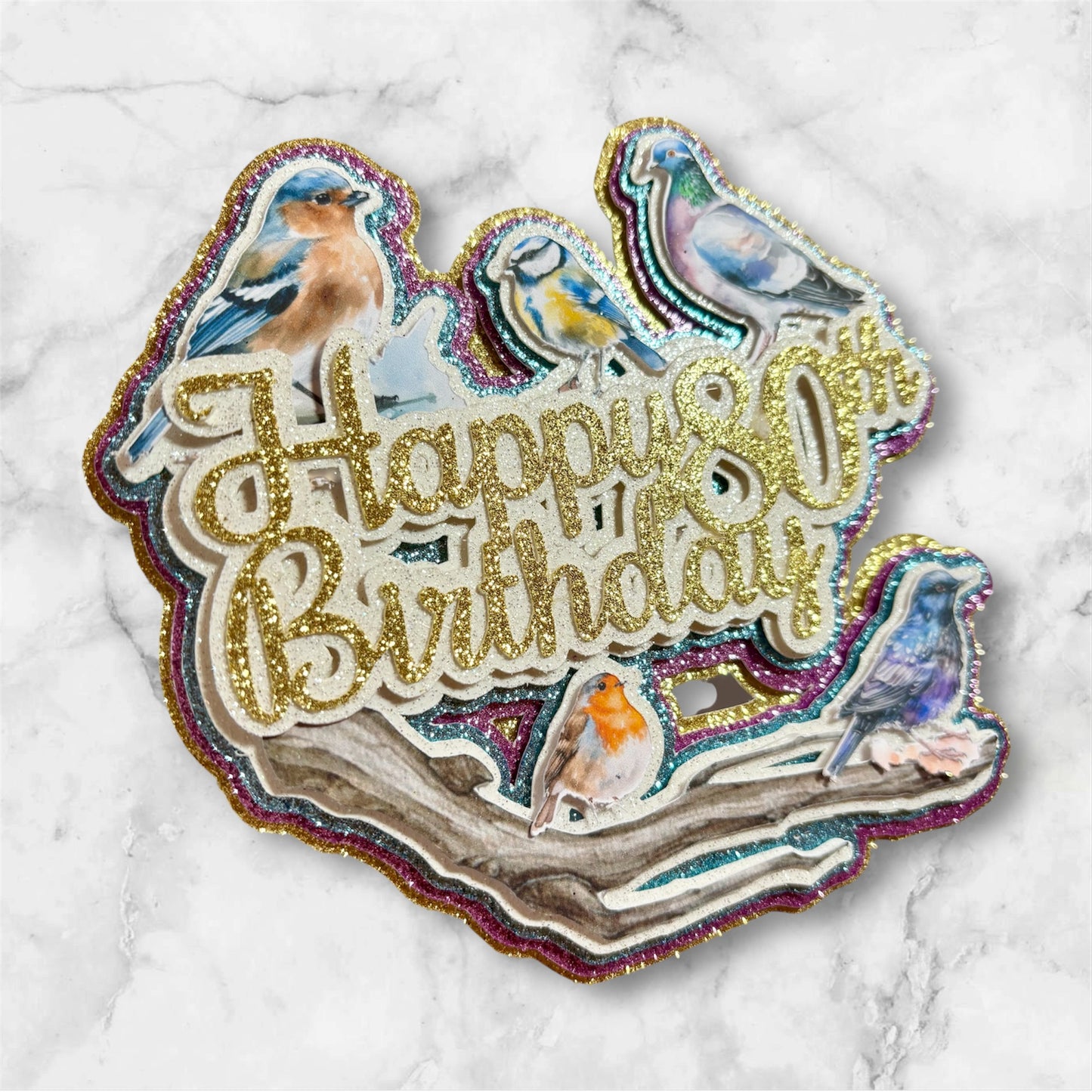 British Birds Wildlife Glitter Card Cake Topper