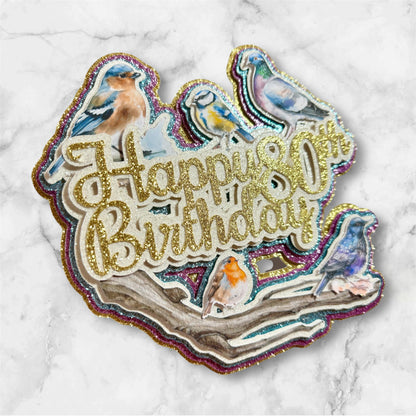 British Birds Wildlife Glitter Card Cake Topper