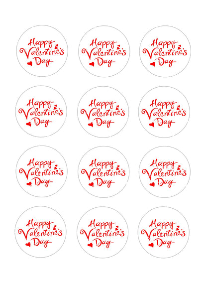 Happy Valentines Day #3 Icing Sheet Cupcake Toppers