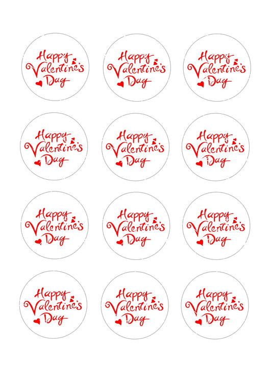 Happy Valentines Day #3 Icing Sheet Cupcake Toppers