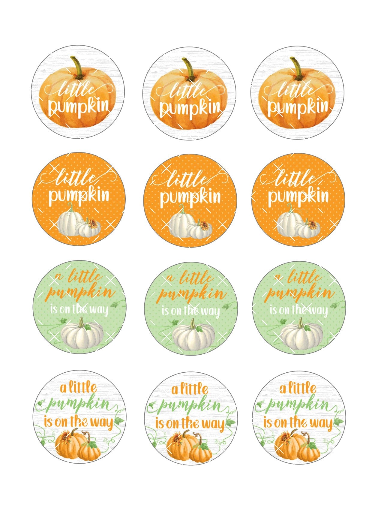 A little pumpkin is on the way Icing Sheet Baby Cupcake Toppers