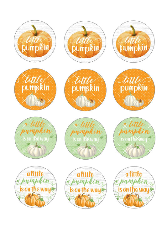 A little pumpkin is on the way Icing Sheet Baby Cupcake Toppers