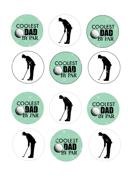 Dad Father's Day Golf Icing Sheet Cupcake Toppers