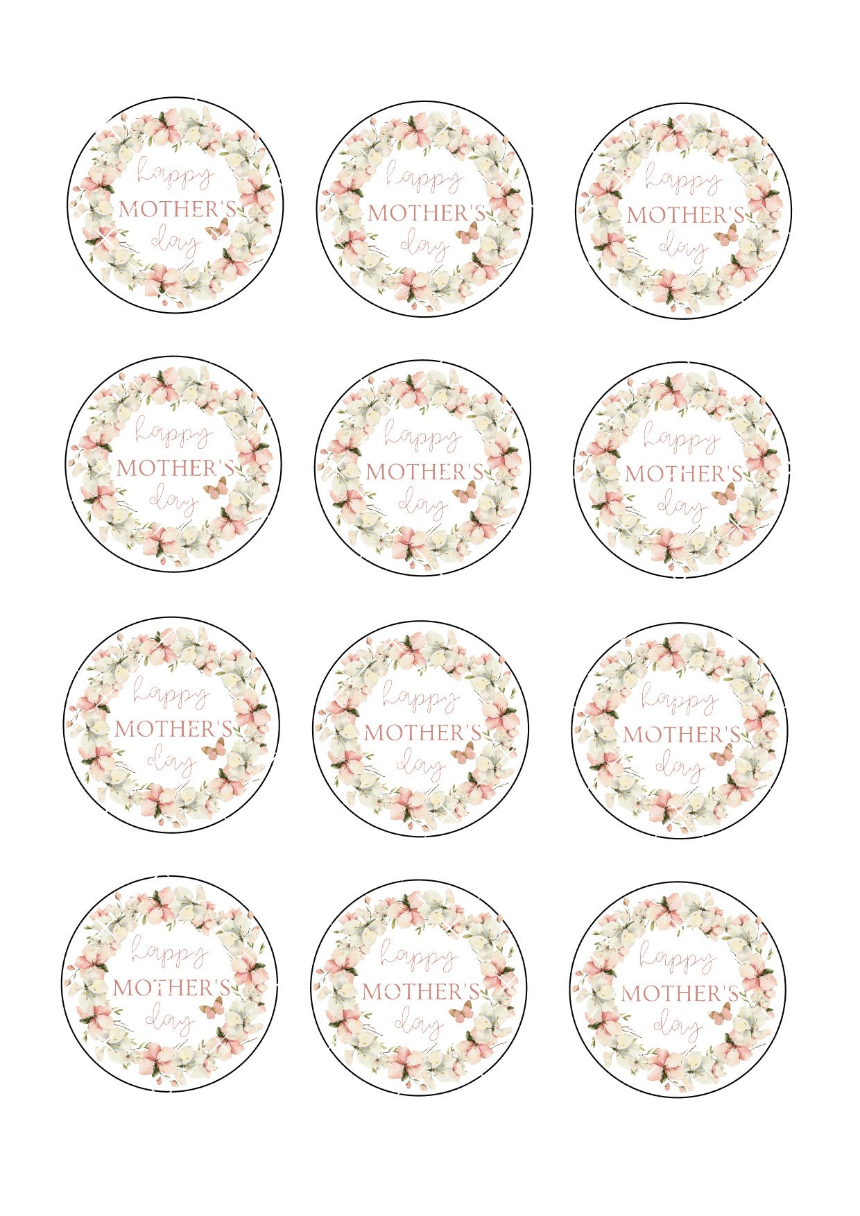 Mother's Day Icing Sheet Cupcake Toppers #6