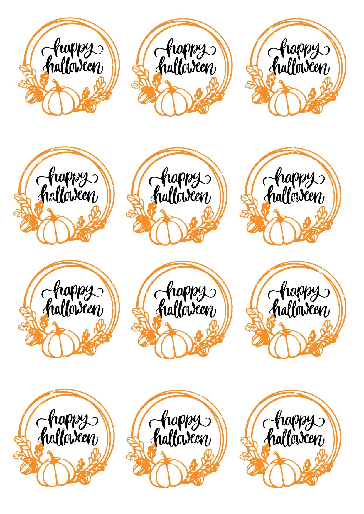 Happy Halloween Icing Sheet Cupcake Toppers