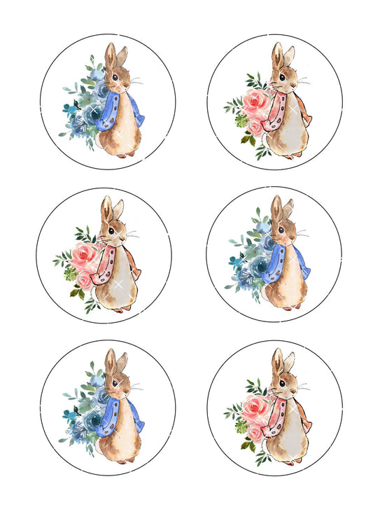 Floral Rabbit Icing Sheet Cupcake Toppers