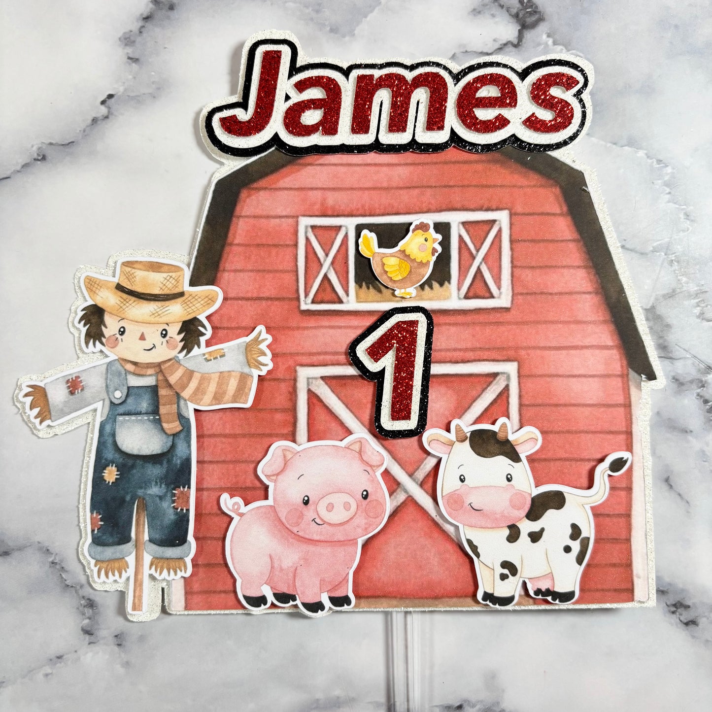 Farm Card Cake Topper Set #2