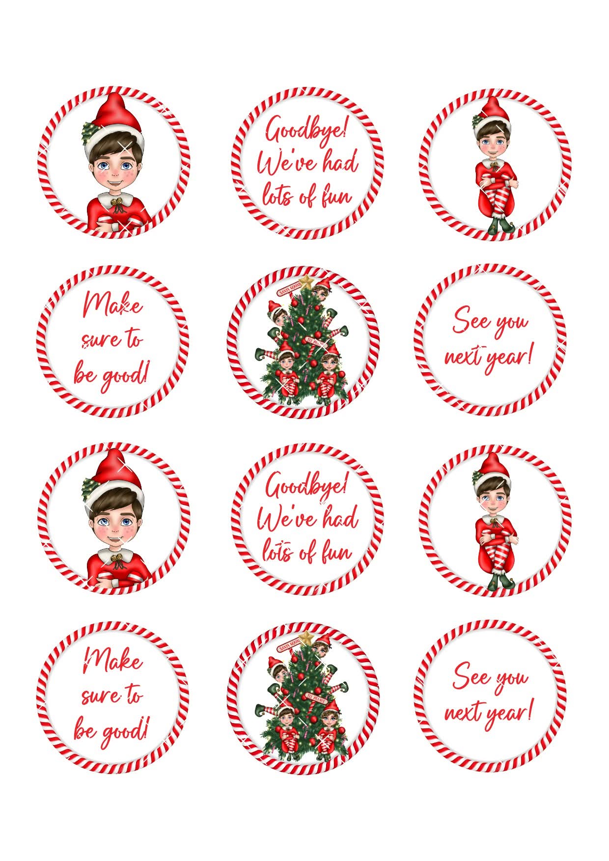 Goodbye Elf Cupcake Set Icing Sheet