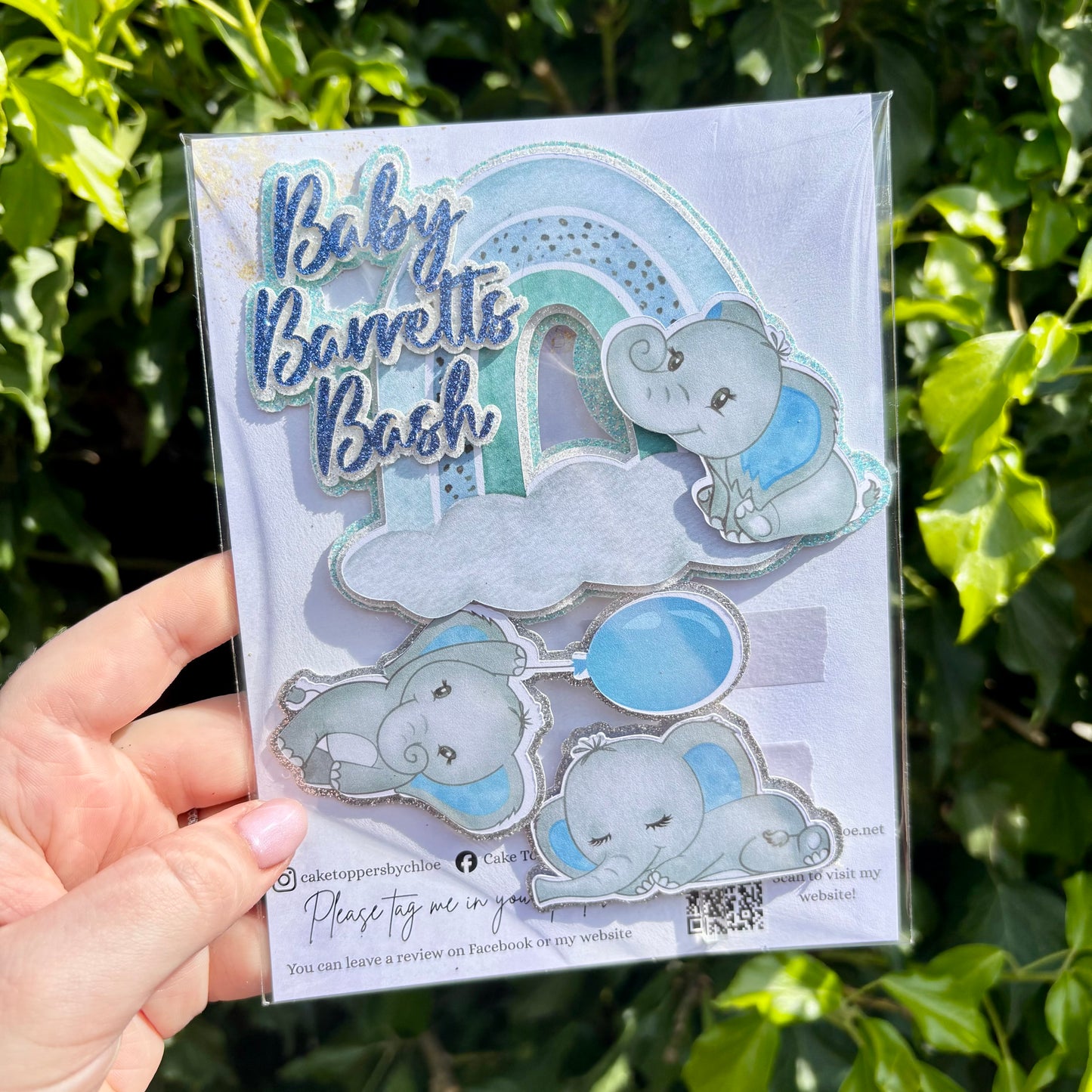 Blue Elephant Baby Card Topper Set