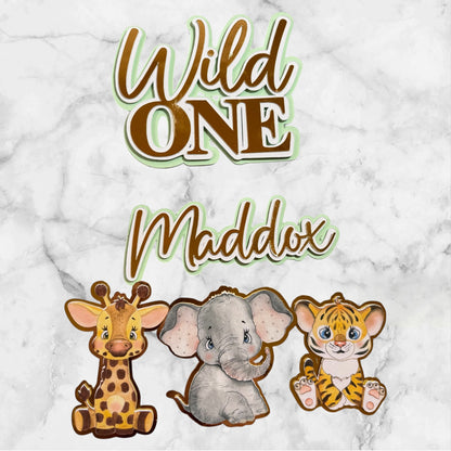 Wild One Safari Card Cake Topper Set