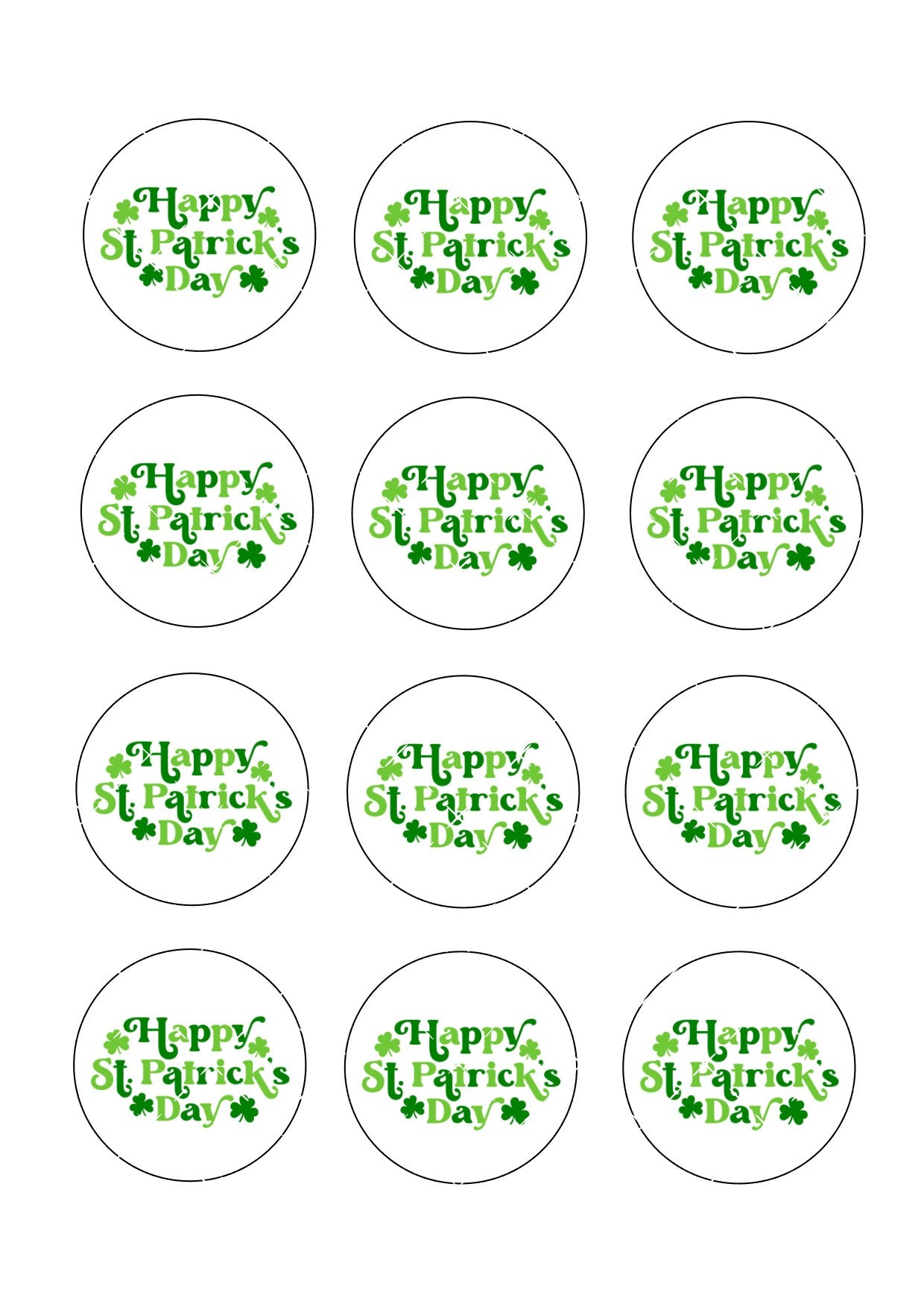 St Patrick's Day Icing Sheet Cupcake Toppers #6