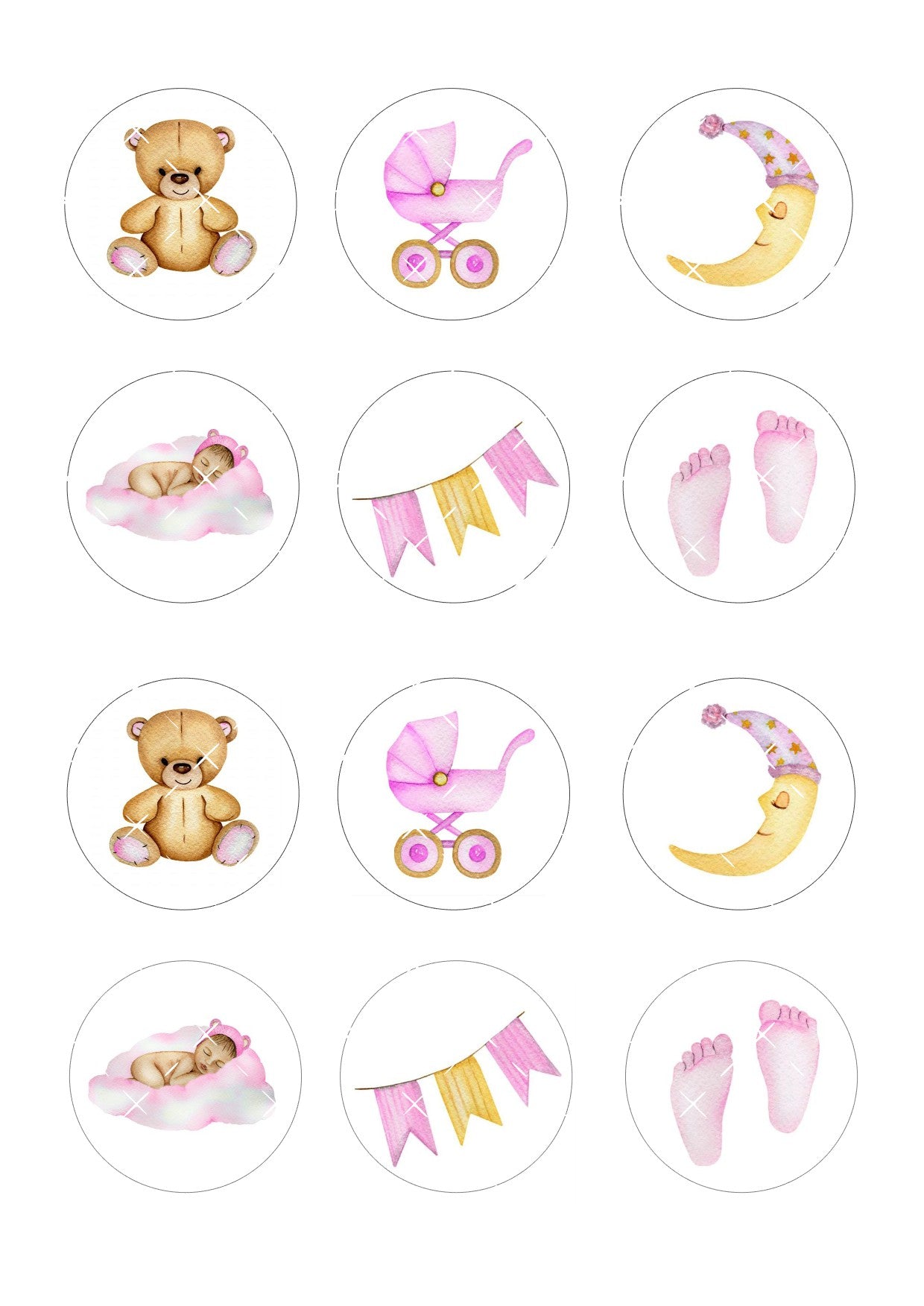 Baby Girl #2 Icing Sheet Cupcake Toppers