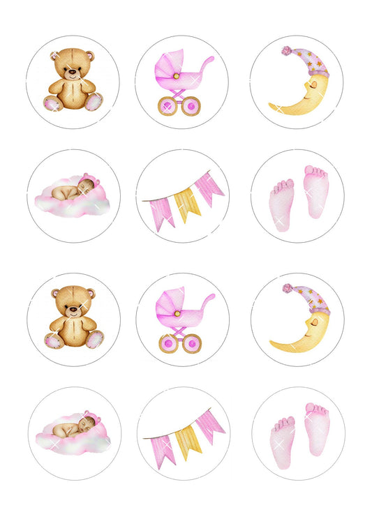 Baby Girl #2 Icing Sheet Cupcake Toppers