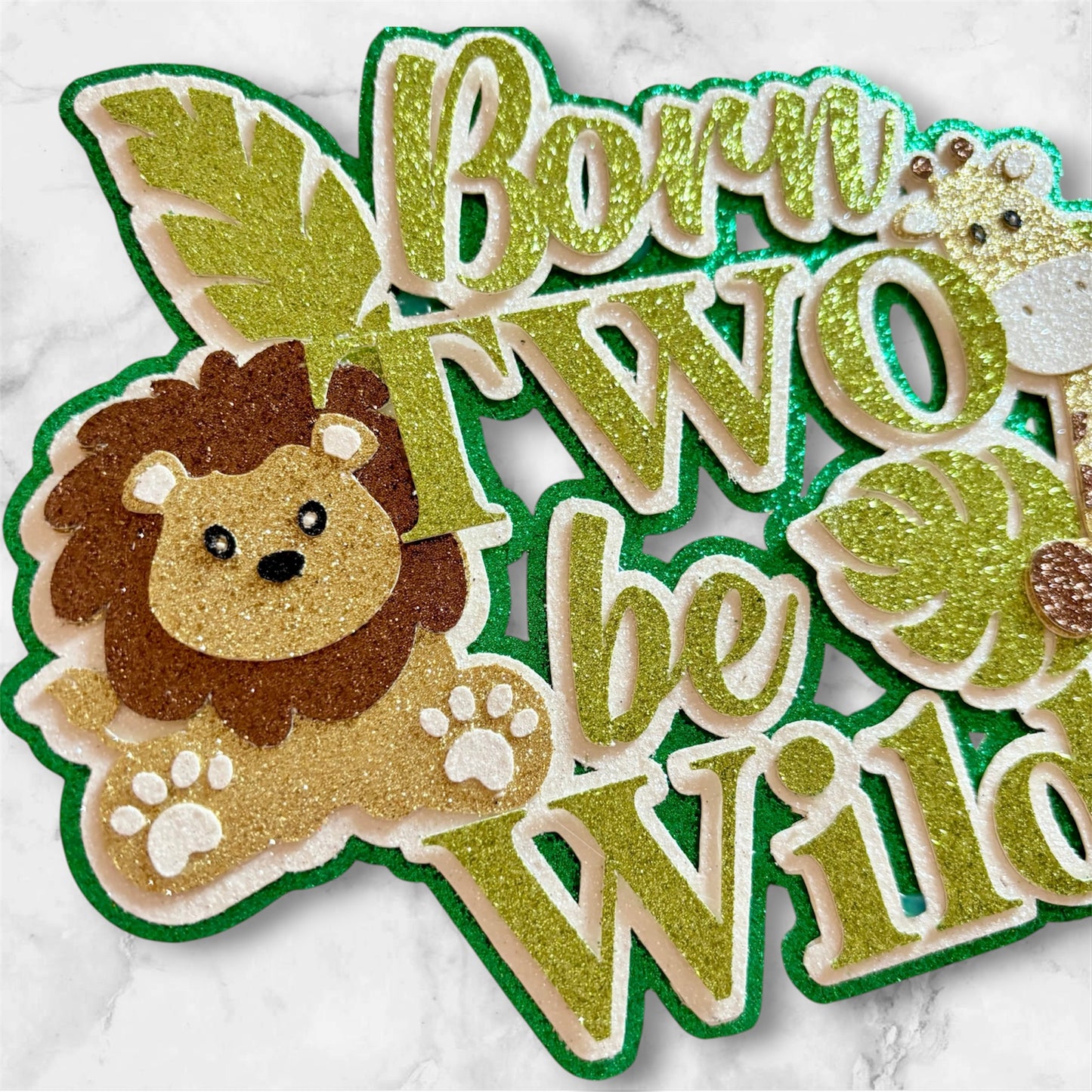 Two Wild Animal Card Cake Topper