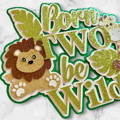 Two Wild Animal Card Cake Topper
