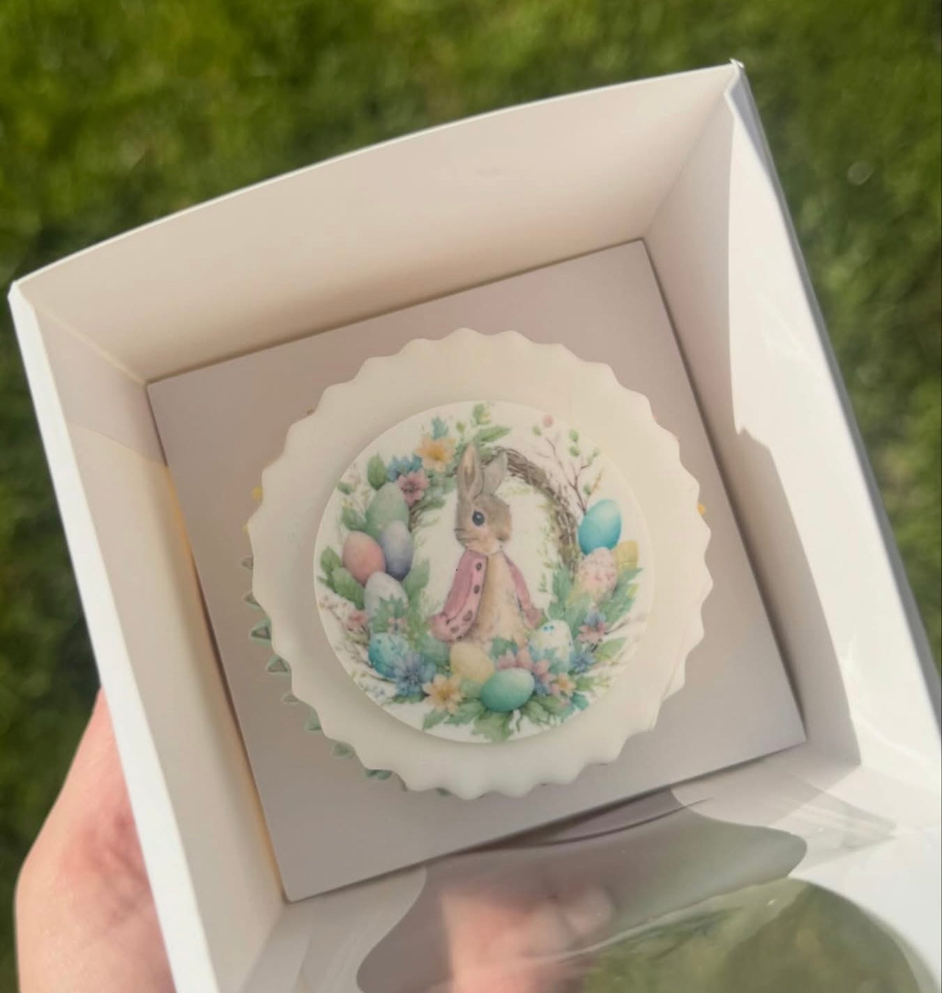 Easter Wreath Rabbit Icing Sheet Cupcake Toppers