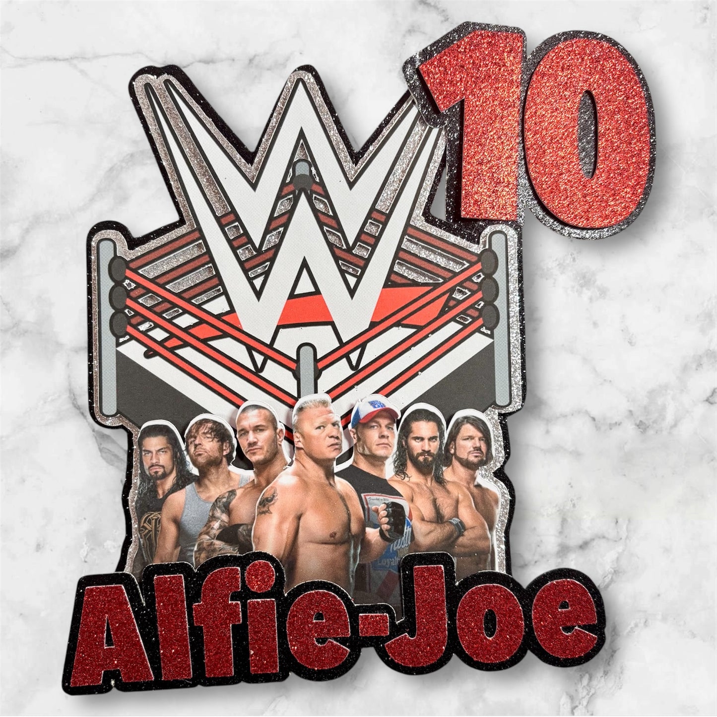 Wrestling Glitter Card Cake Topper