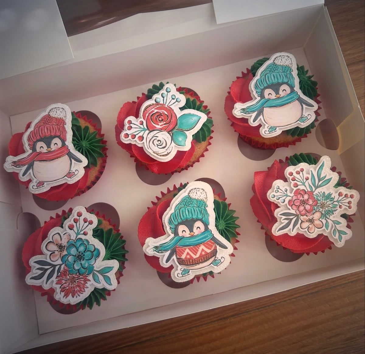 Christmas Penguin Card Cupcake Toppers