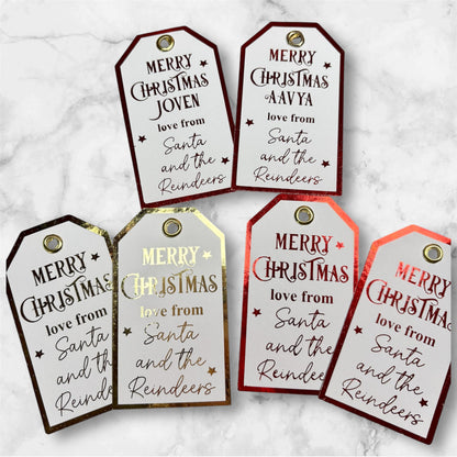 Santa & Reindeers Christmas Foil Gift Tags