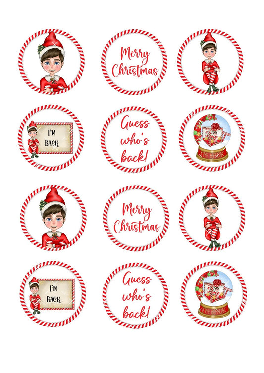 Elf I'm back cupcake topper set Icing Sheet