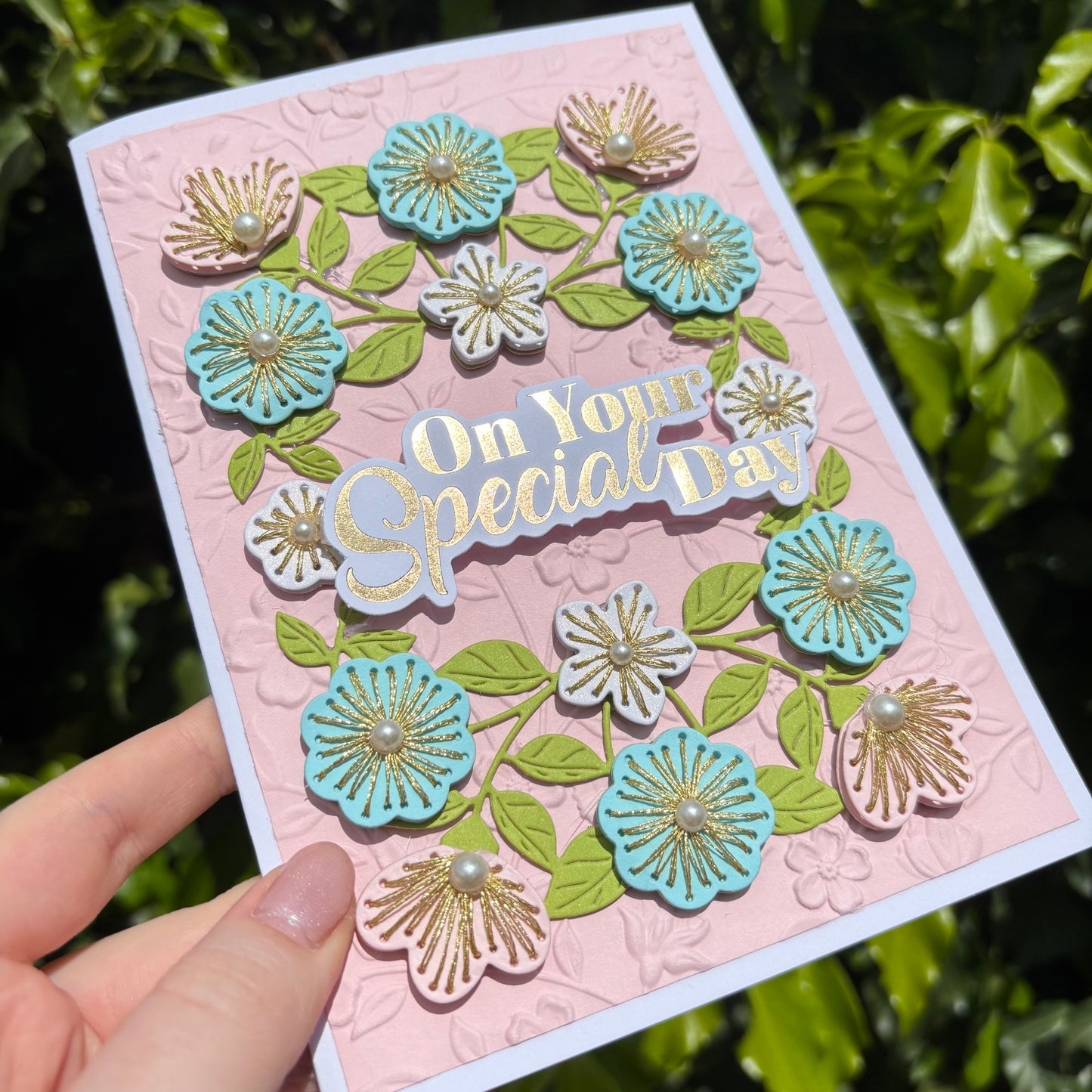 Luxury Floral Hand Stitched Keepsake Card