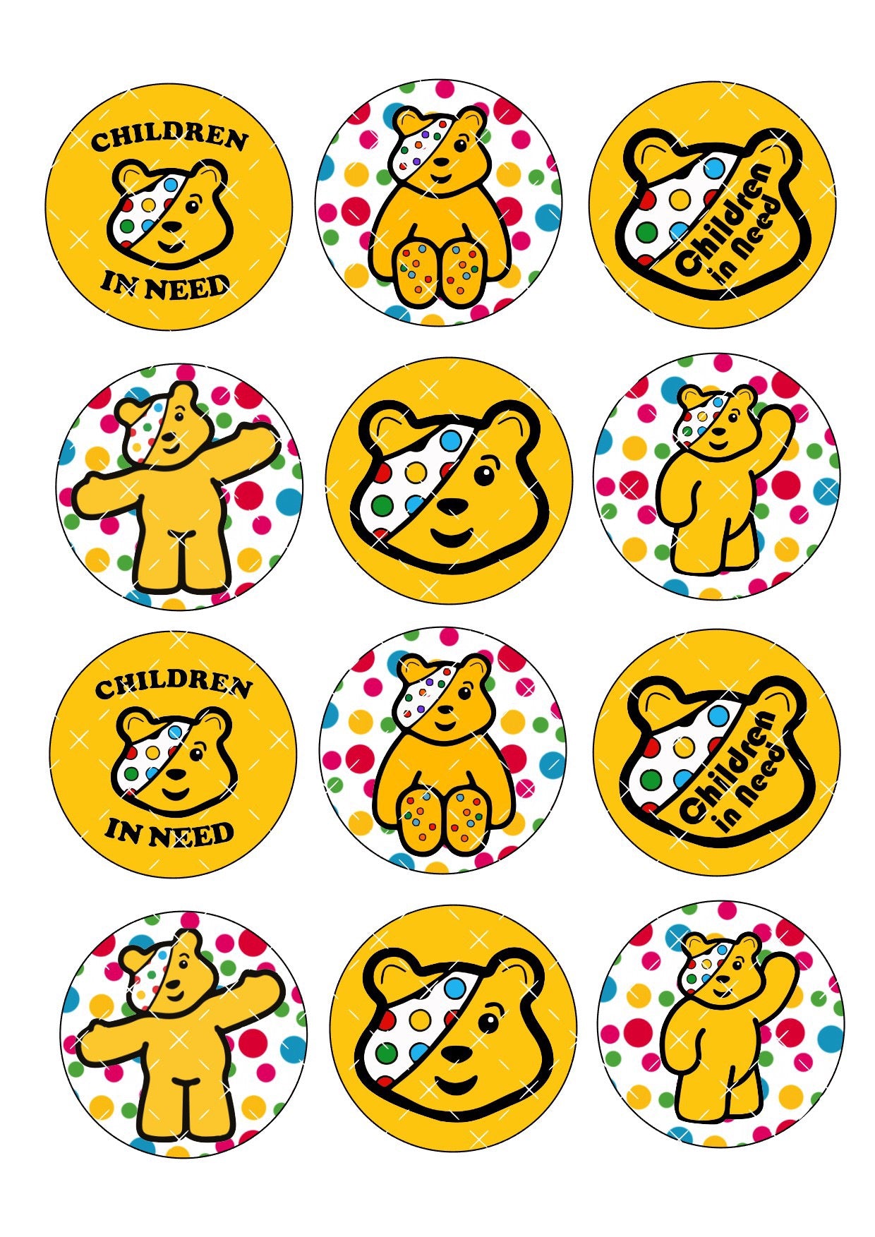 Children In Need Icing Sheet Cupcake Toppers