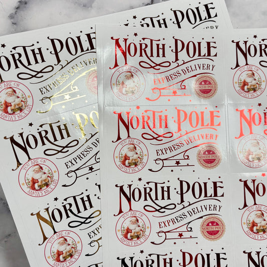 North Pole Express Foil Stickers