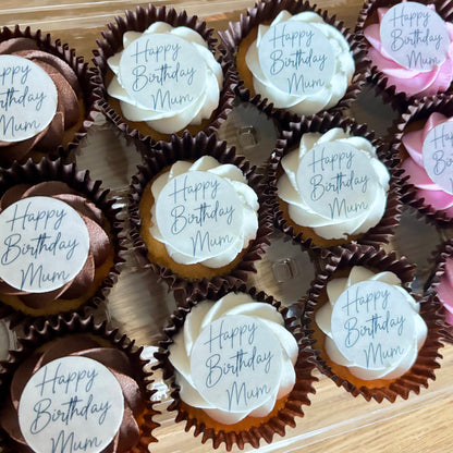 Personalised Text Cupcake Toppers Icing Sheets / Wafer Card